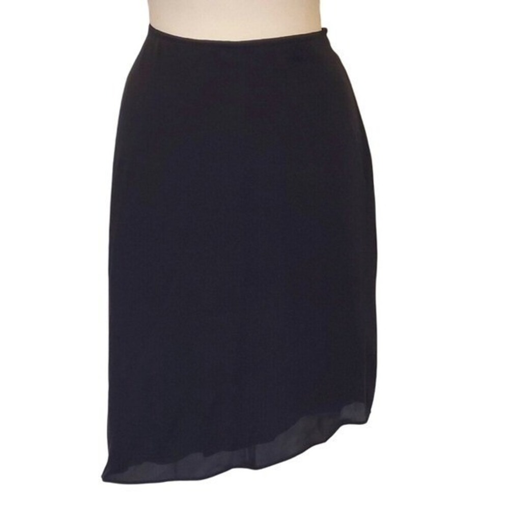 Armani Exchange A/X Black Asymmetric Angle Career Cocktail 100% Silk Skirt 10 - Picture 2 of 9